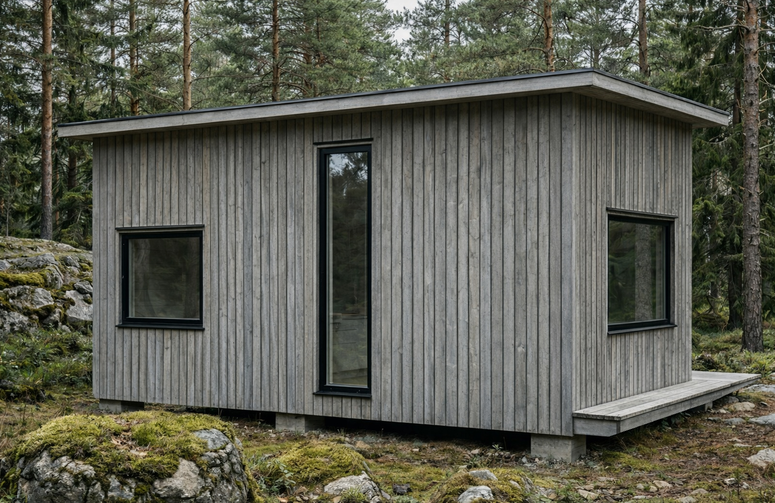 Compact House exterior showing full hempcrete shell construction